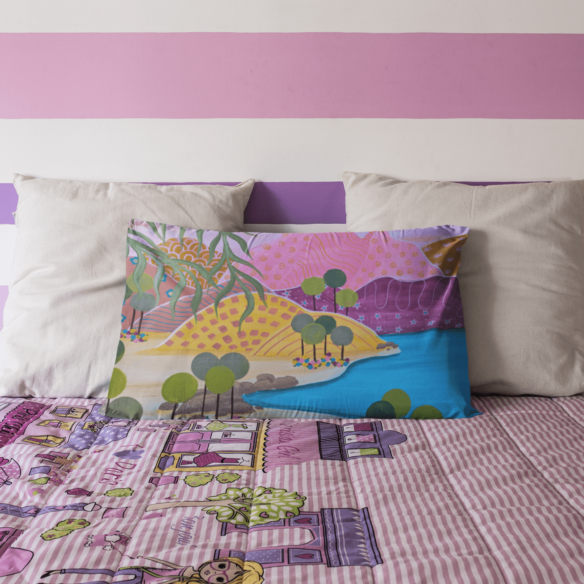Pastel Dreamland Pillowcase - Vicki Maree Creative